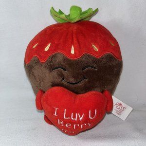 Russ I love you berry much Choclate Strawberry Plush Stuffed Valentine Approx 6"
